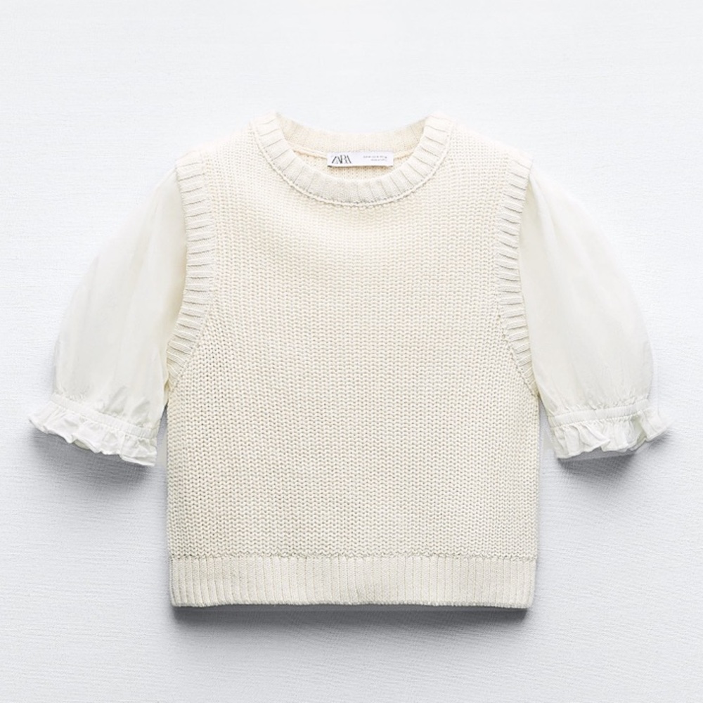 BRAND NEW NW ZARA CROP KNIT PUFF SLEEVE